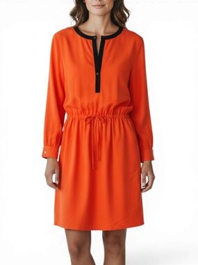 Lauren Ralph Lauren Orange Dress Drawstring Waist Long Sleeve 12